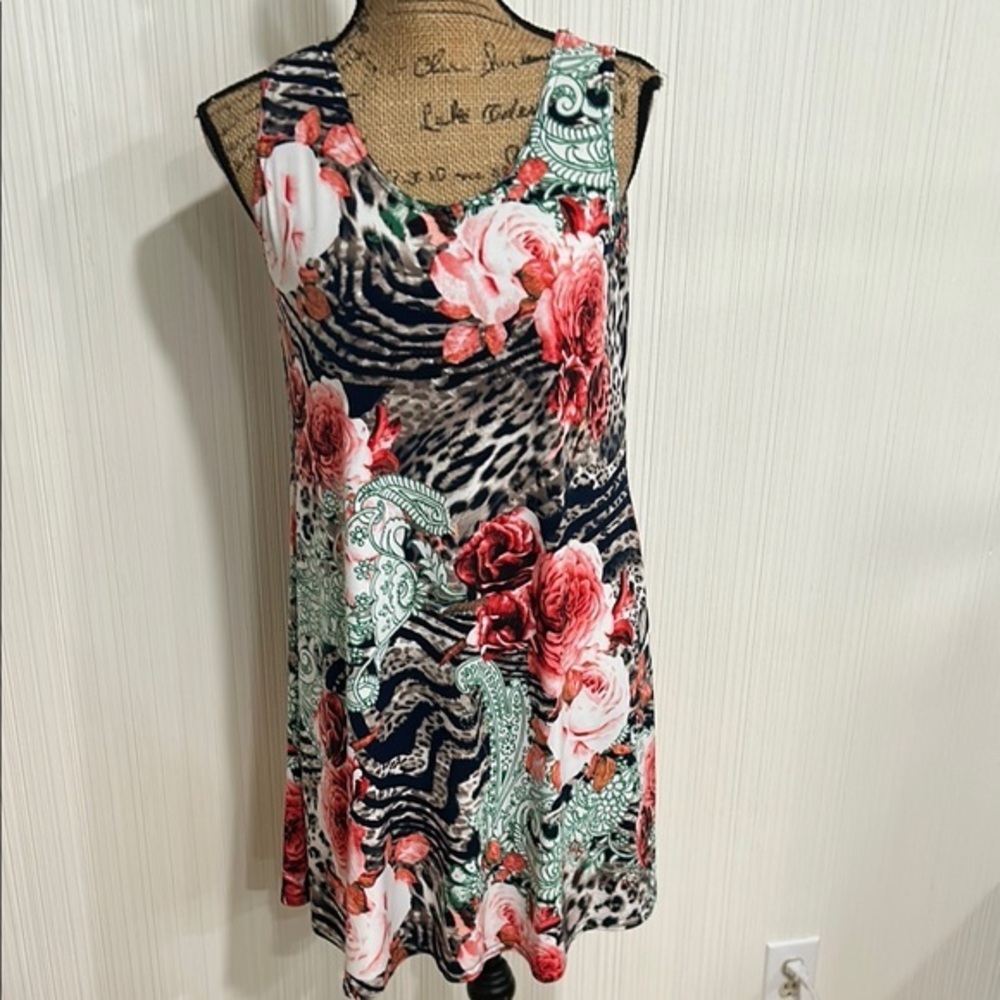 Jostar USA Floral and Animal Print Midi Dress - Picture 1 of 8